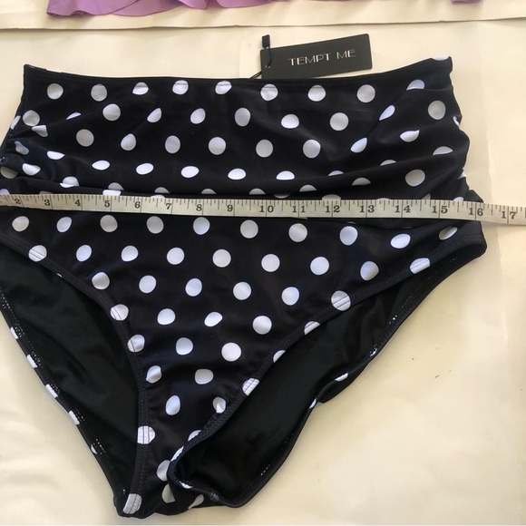 Temp Me Retro. Flounce Raffle Top High Waist Polka Dots Bikini Swim Set Size L - Picture 13 of 15